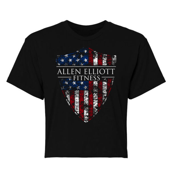 FULL COLOR SHIELD FLAG - WOMEN'S CROP T-SHIRT - $BYX5NY$ Thumbnail